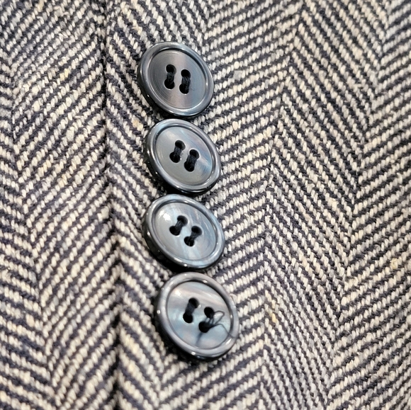 42R Men's Bret Lawrence NYC Blazer Grey/Blue 100% Silk Herringbone Sport Coat - Picture 4 of 10